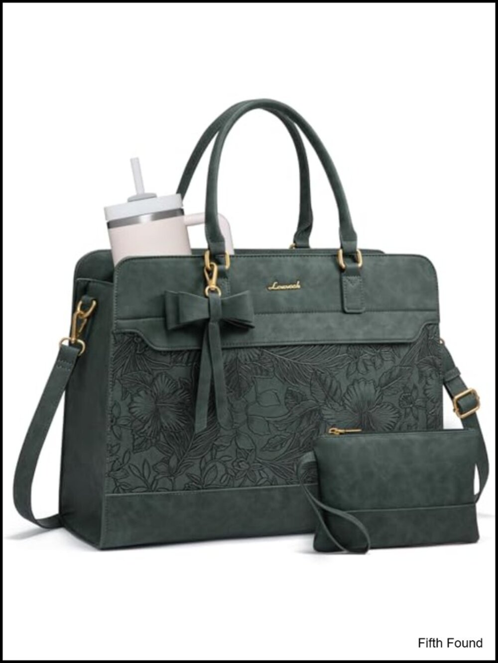 Women's PU Leather Laptop Tote Bag Waterproof Work Briefcase
